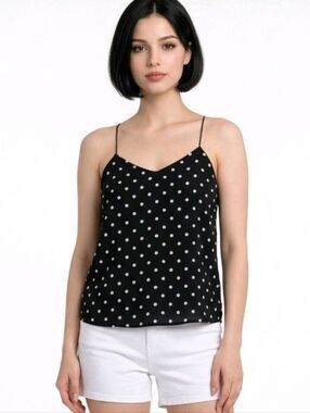 Express Barcelona Black Polka Dot Spaghetti Strap Cami Top Size XS